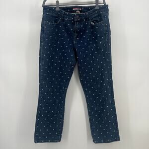 Tommy Hilfiger Polka Dot Blue Denim Jeans Women’s Size 8 Cropped Y2K Style